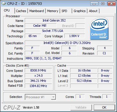 cpuz celeron overclock