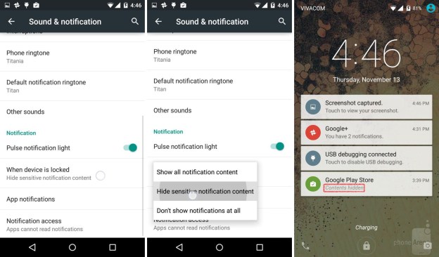 android5 hide sensitive notifications from your lockscreen