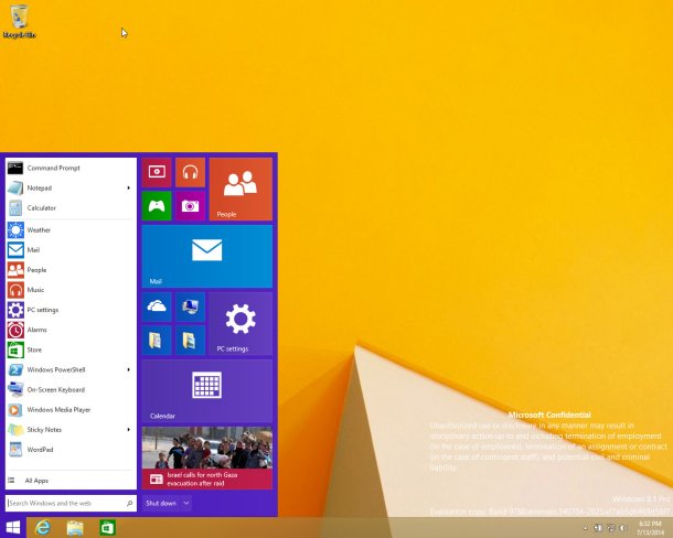 windows 9 threshold build 9788 start menu