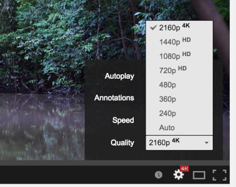 4k YouTube settings