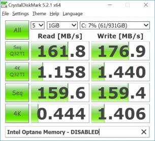 small optane memory disabled